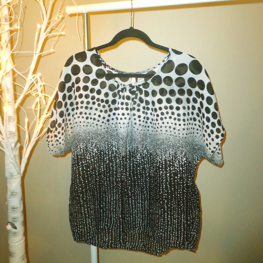 3/$12Sami + Jo Black and White Dotted Blouse